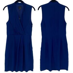 Greylin Silk Dress V Neck Surplice Sleeveless Fit & Flare Blue NEW Womens Medium